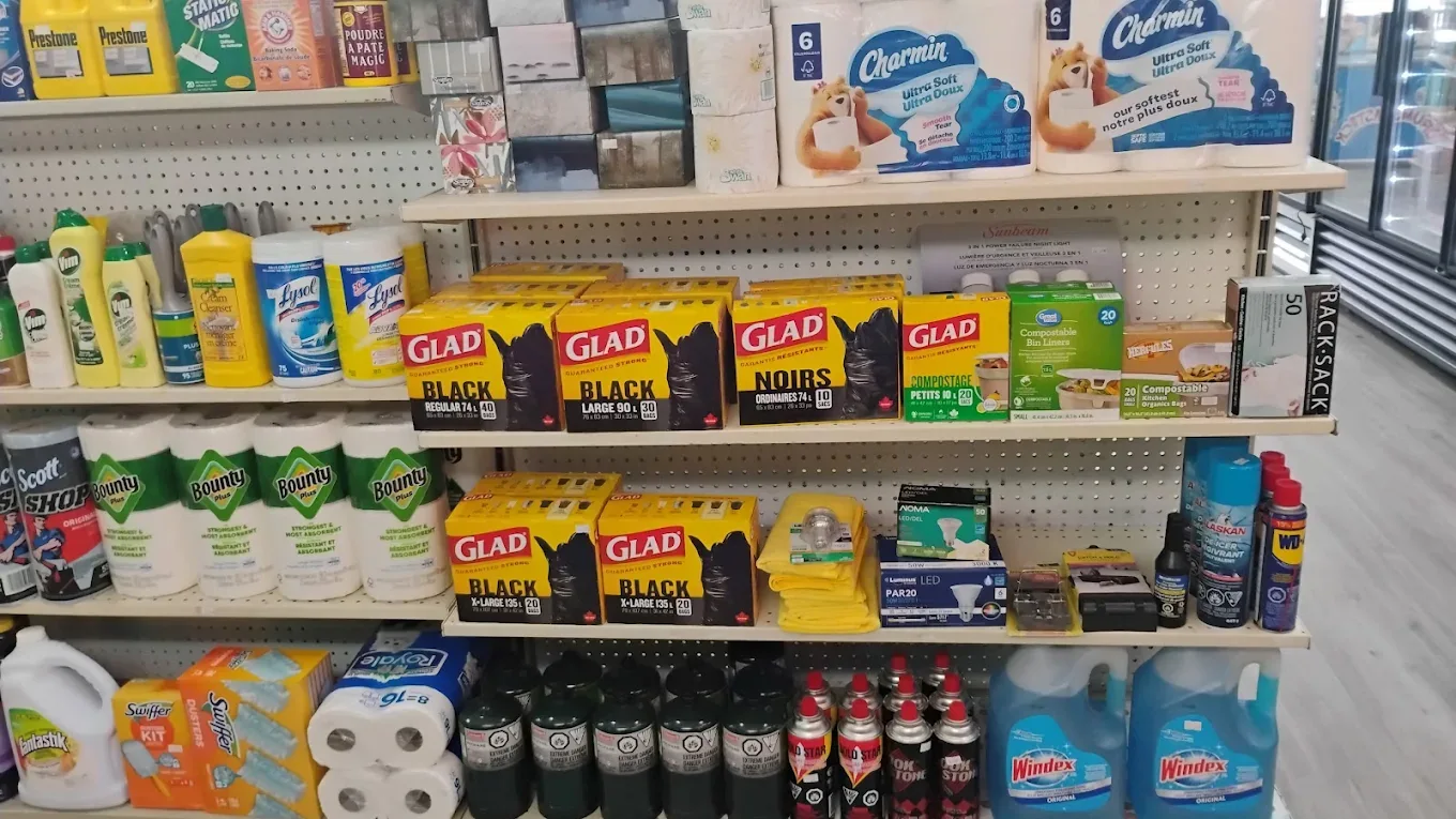 Cleaning supplies and household essentials at Northmount Convenience Store
