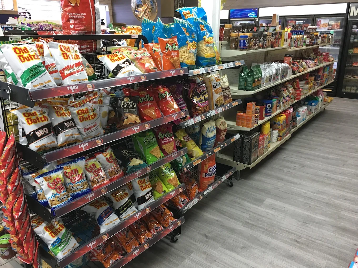 Chips and grocery aisle at Northmount Convenience Store