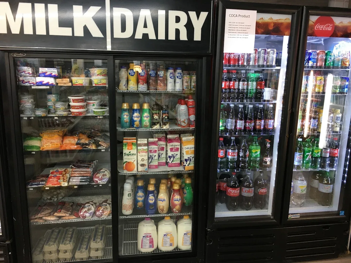 Milk, dairy and drinks at Northmount Convenience Store