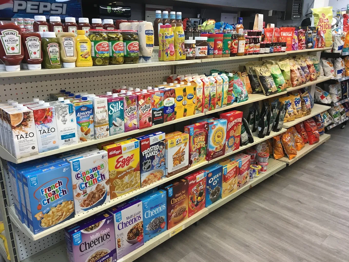Breakfast cereals and juices at Northmount Convenience Store